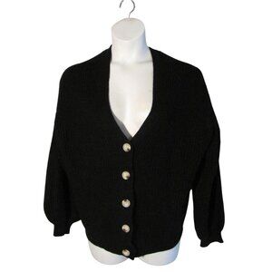 Andree by Unit L Black Shaker Knit Cardigan Sweater